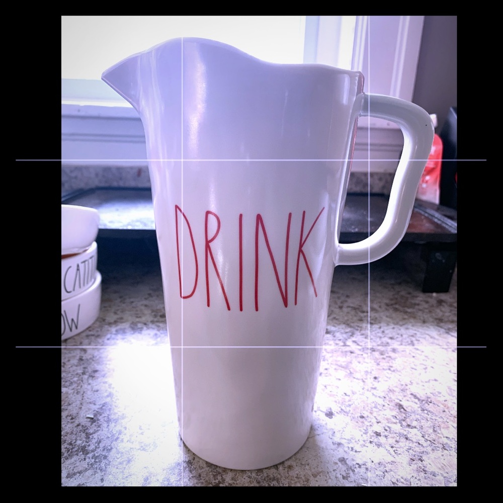rae dunn new melamine red letter drink pitcher